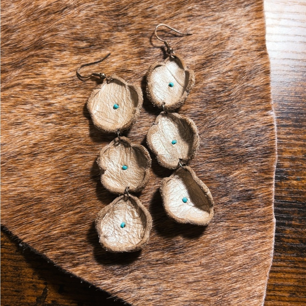 Pearl White Handmade Leather Earrings